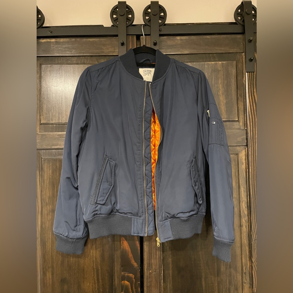 Green Coast navy blue bomber jacket size L